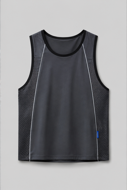 Front product view of the Afterdark tank with reflective silver piping
