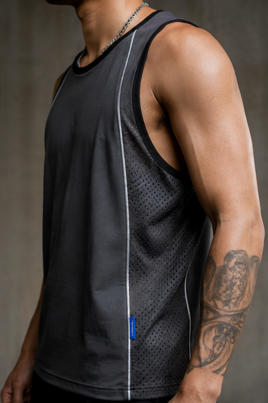 Side detail of the perforated panel on the Afterdark mesh panel tank