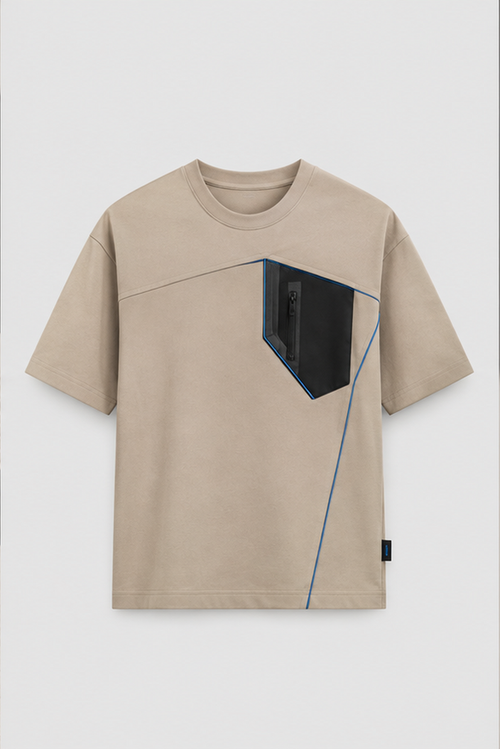 Front product view of the Concrete Halo tee with asymmetrical utility pocket