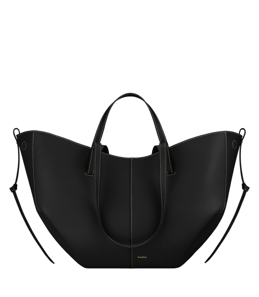 Cyme - Textured Black with Ecru Stitching
