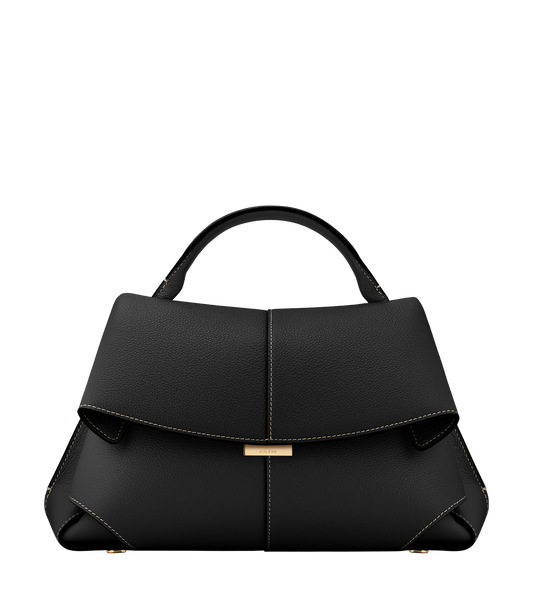 Mokki - Textured Black with Ecru Stitching