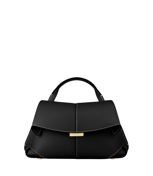 Mokki Mini - Textured Black with Ecru Stitching